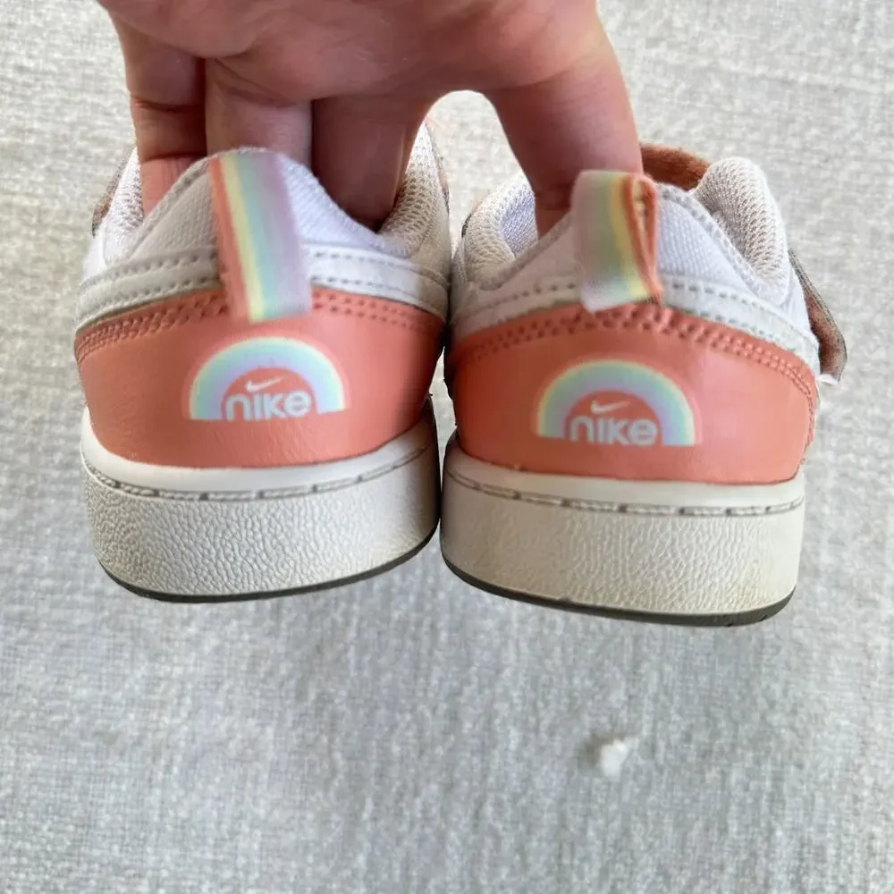Nike Court Borough Low 2 SE Peach & White Sneakers GUC Toddler size 10